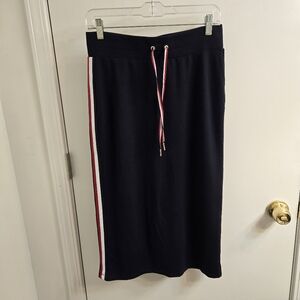 Tommy Hilfiger Midi Skirt, Navy with Red and White Stripes, Size S